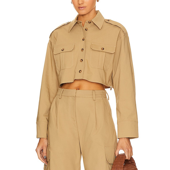 L'Academie x 'Marianna' Tan Selia Cropped Cargo Shirt Size XS - NWT - Picture 1 of 5